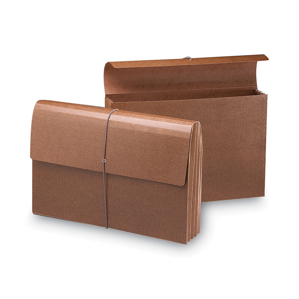 Classic Expanding Wallets with Tear-Resistant Gussets, 3.5" Expansion, 1 Section, Elastic Cord Closure, Legal Size, Redrope - 