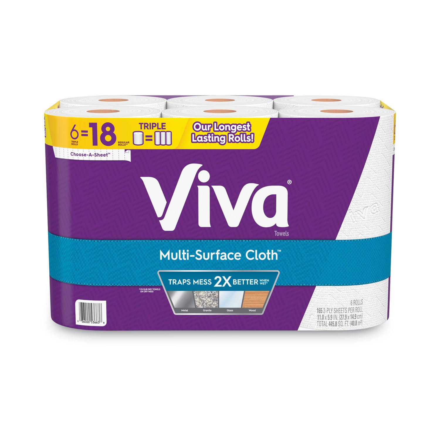 multi-surface-cloth-choose-a-sheet-kitchen-roll-paper-towels-2-ply-11-x-59-white-165-roll-6-rolls-pack-4-packs-carton_kcc53663 - 1