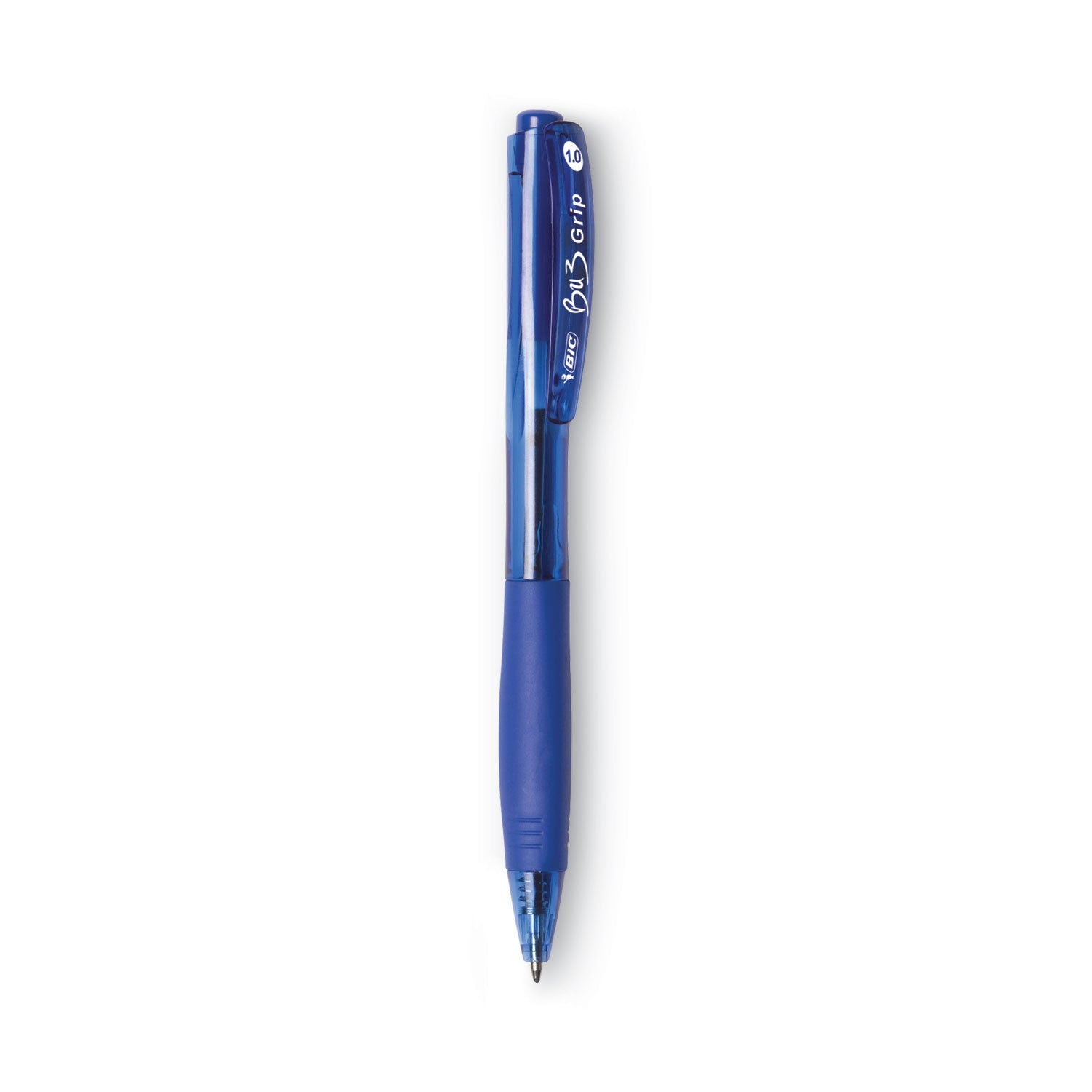 BU3 Ballpoint Pen, Retractable, Bold 1 mm, Blue Ink, Translucent Blue/Blue Barrel, Dozen - 