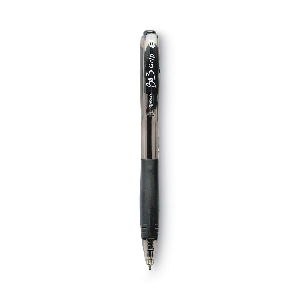 BU3 Ballpoint Pen, Retractable, Bold 1 mm, Black Ink, Smoke/Black Barrel, Dozen - 