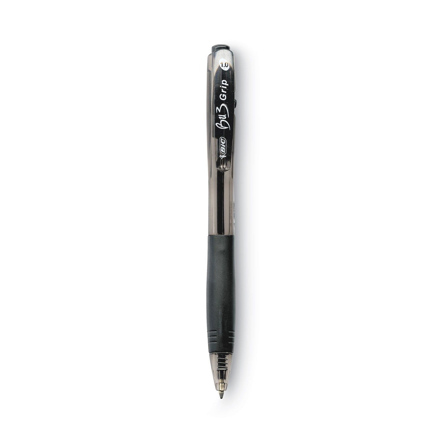 BU3 Ballpoint Pen, Retractable, Bold 1 mm, Black Ink, Smoke/Black Barrel, Dozen - 