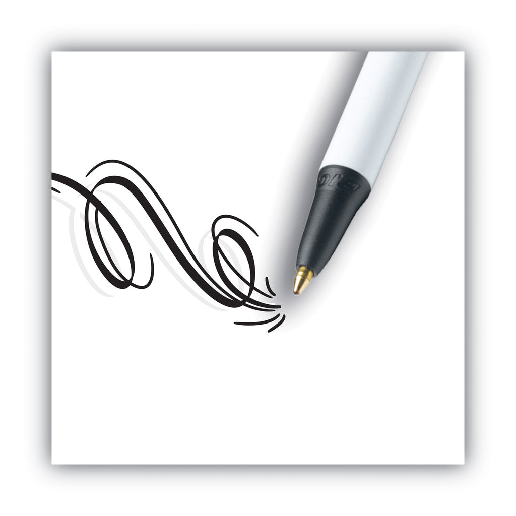 Clic Stic Ballpoint Pen, Retractable, Medium 1 mm, Black Ink, White Barrel, Dozen