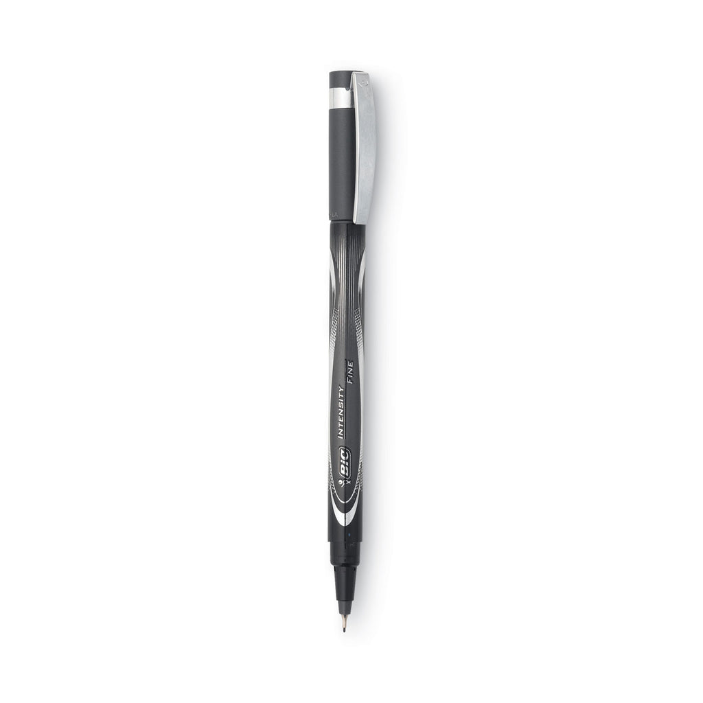Intensity Porous Point Pen, Stick, Fine 0.5 mm, Black Ink, Black Barrel, Dozen - 