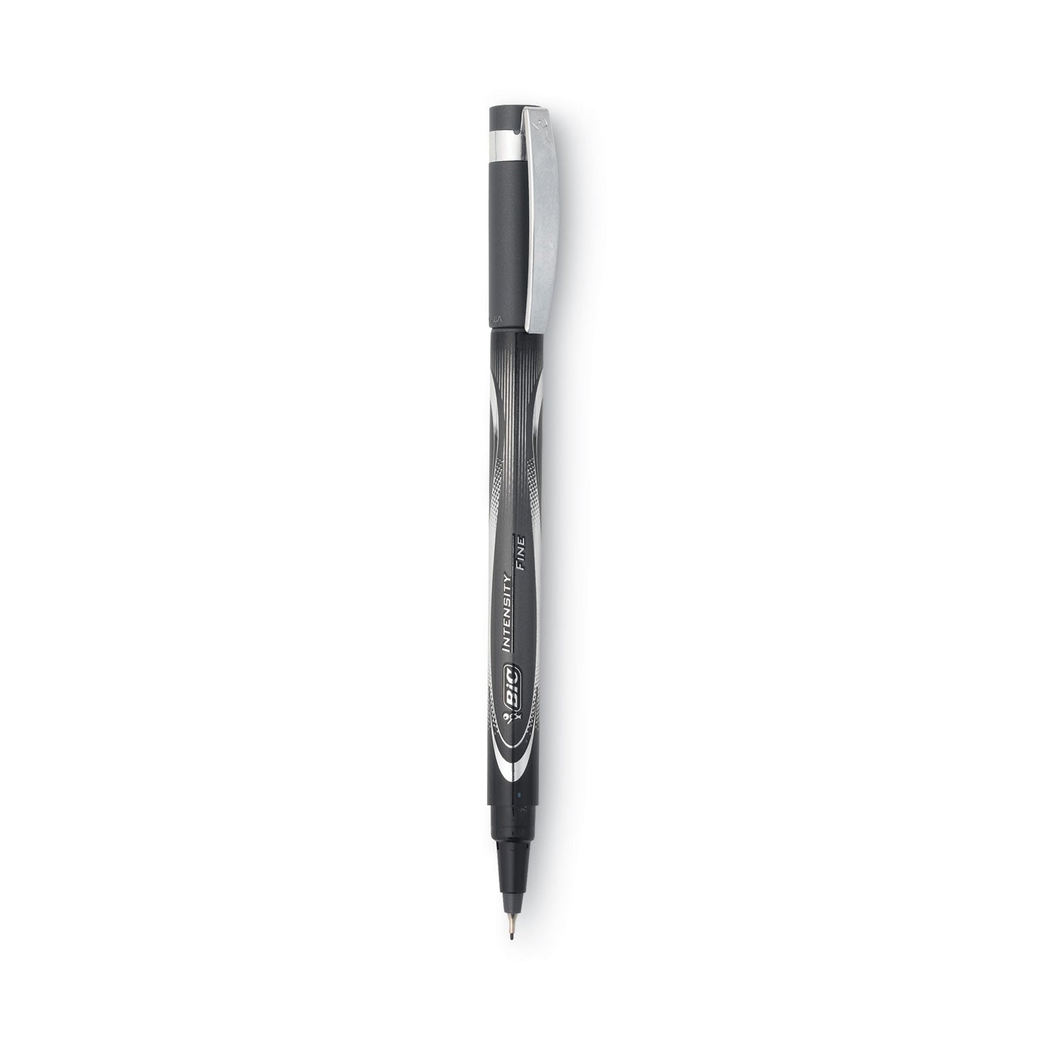 Intensity Porous Point Pen, Stick, Fine 0.5 mm, Black Ink, Black Barrel, Dozen - 