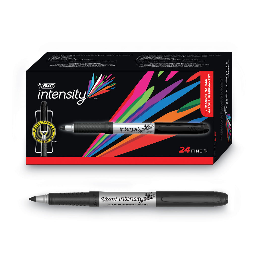 Intensity Fine Tip Permanent Marker Value Pack, Fine Bullet Tip, Black, 24/Pack
