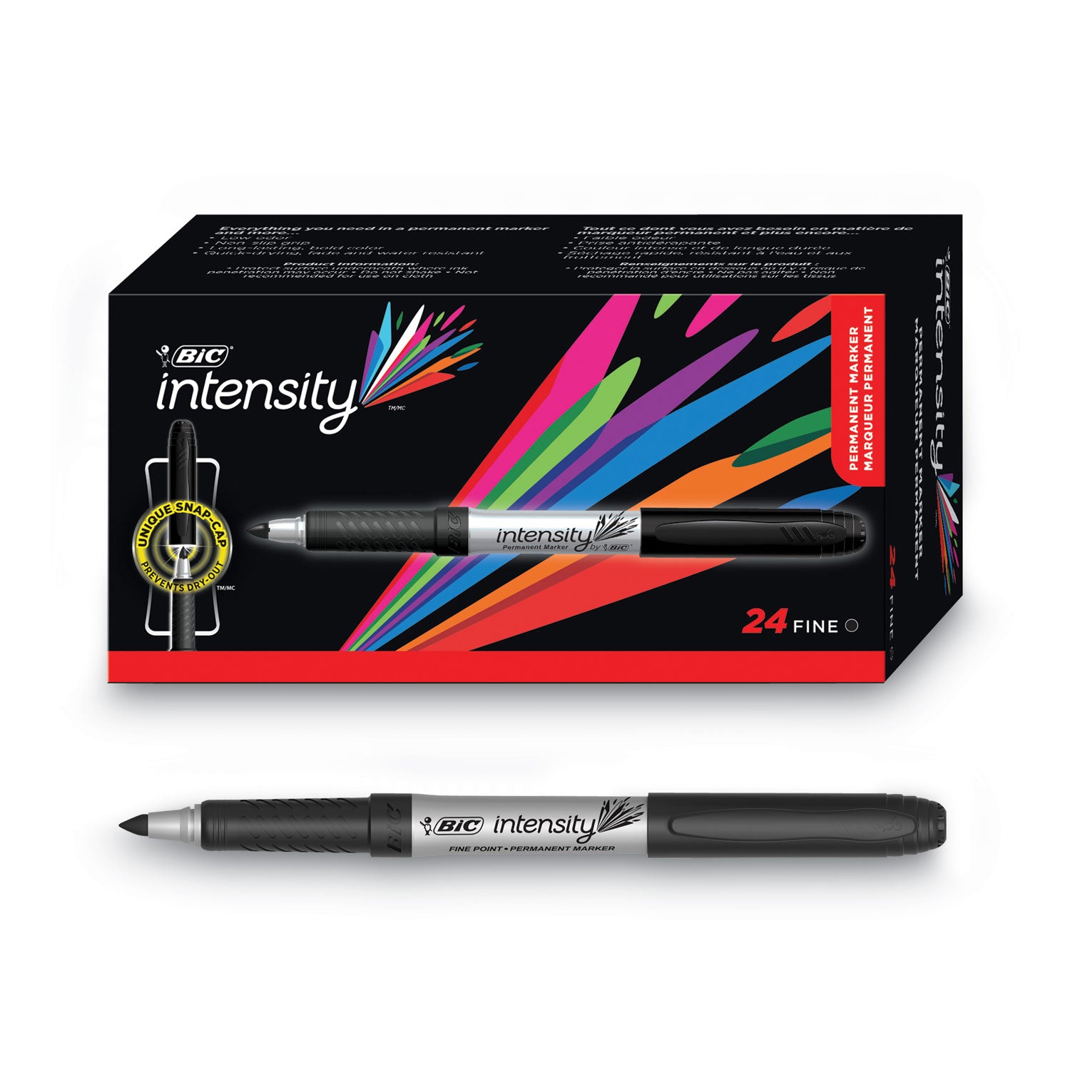 Intensity Fine Tip Permanent Marker Value Pack, Fine Bullet Tip, Black, 24/Pack