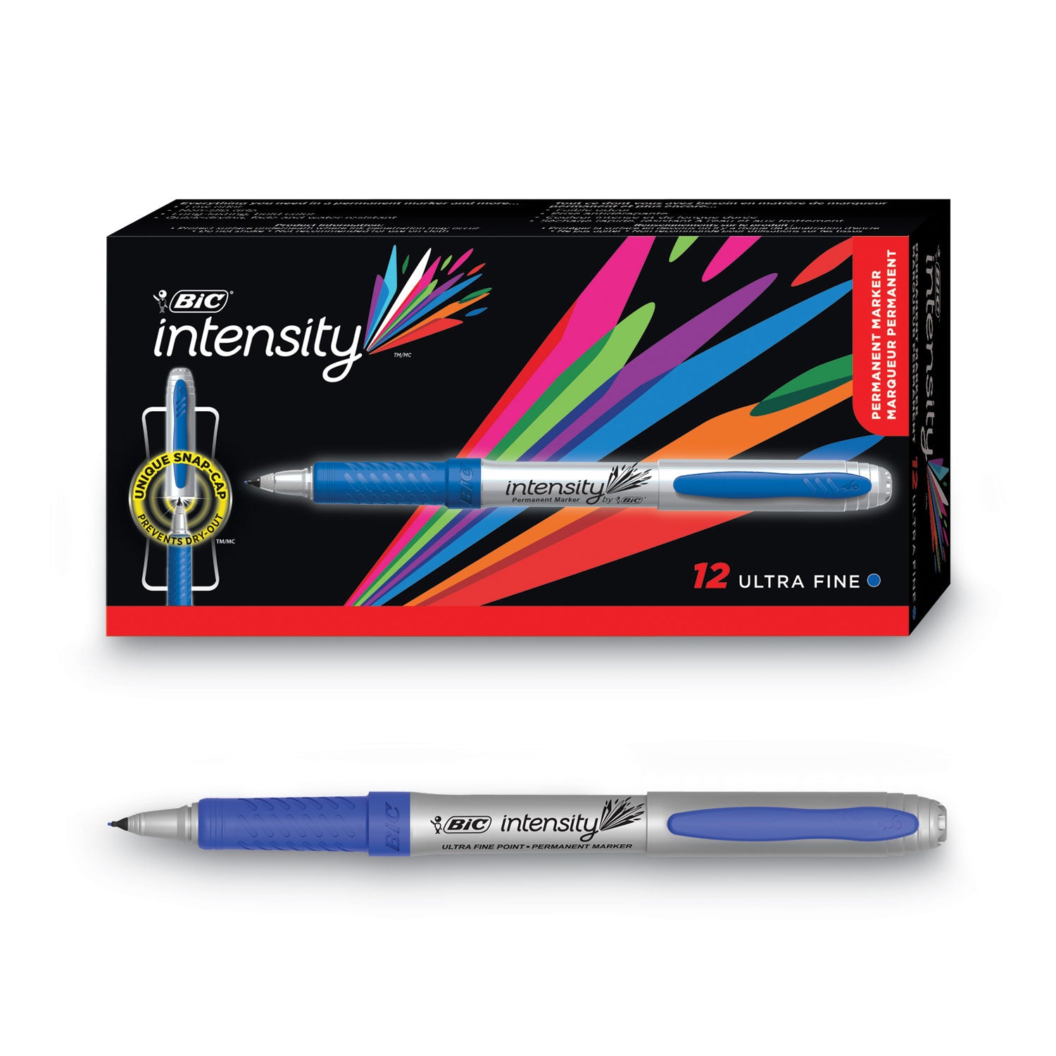 Intensity Ultra Fine Tip Permanent Marker, Extra-Fine Needle Tip, Deep Sea Blue, Dozen - 6