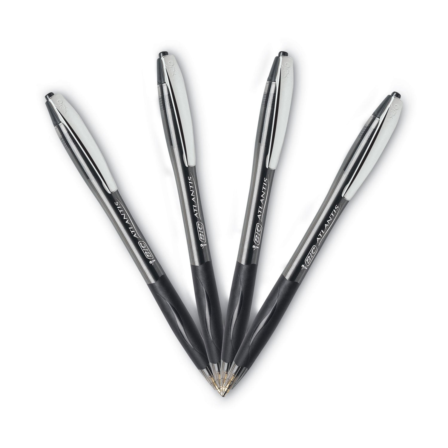 GLIDE Ballpoint Pen, Retractable, Medium 1 mm, Black Ink, Smoke/Black Barrel, Dozen - 