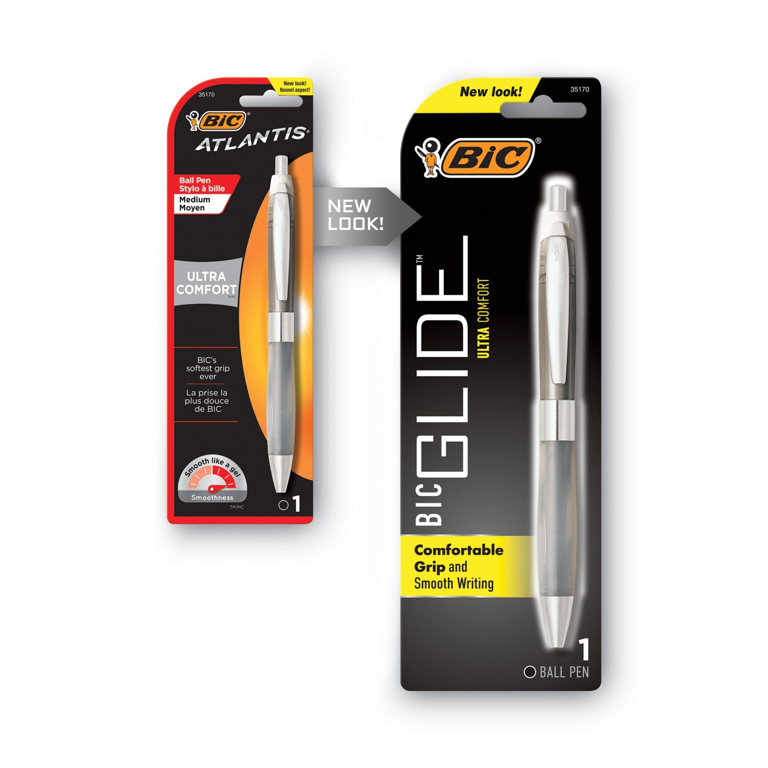 GLIDE Ultra Comfort Ballpoint Pen, Retractable, Medium 1 mm, Black Ink, Randomly Assorted Barrel Colors