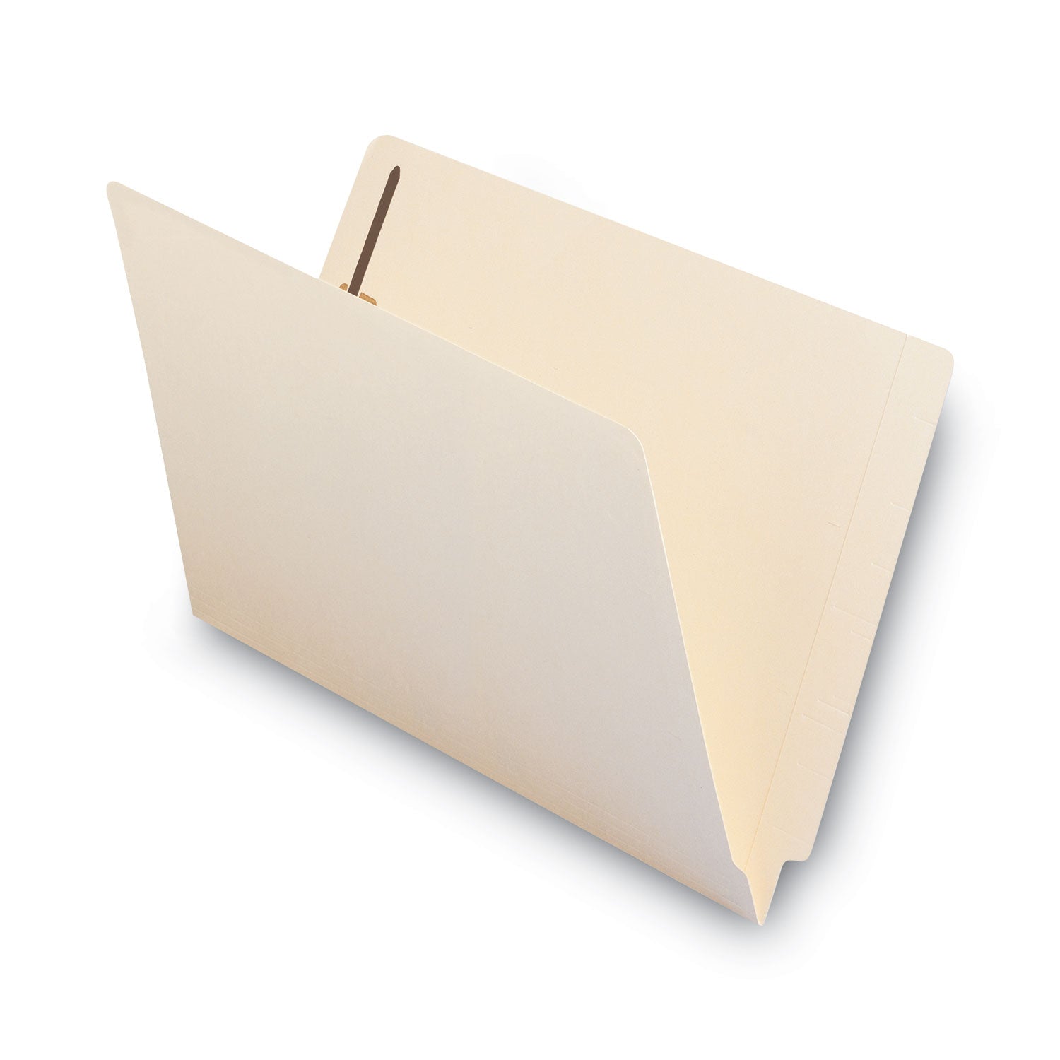 End Tab Fastener Folders with Reinforced Straight Tabs, 11-pt Manila, 2 Fasteners, Legal Size, Manila Exterior, 50/Box - 