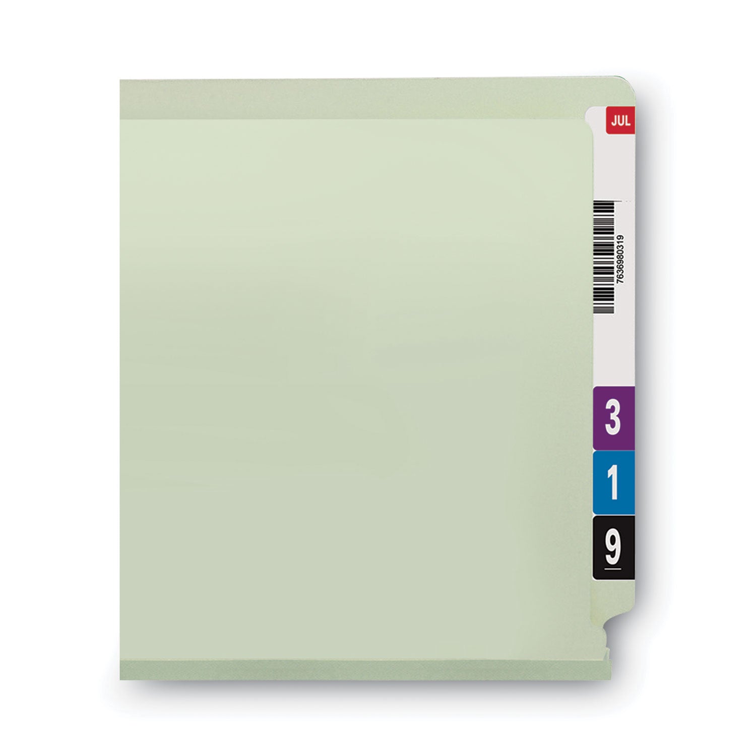 End Tab Pressboard Classification Folders, Two SafeSHIELD Coated Fasteners, 3" Expansion, Letter Size, Gray-Green, 25/Box - 