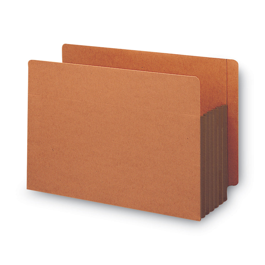 Redrope Drop-Front End Tab File Pockets, Fully Lined Colored Gussets, 5.25" Expansion, Letter Size, Redrope/Brown, 10/Box - 