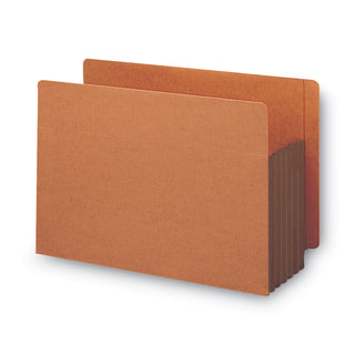 Redrope Drop-Front End Tab File Pockets, Fully Lined Colored Gussets, 5.25" Expansion, Letter Size, Redrope/Brown, 10/Box - 