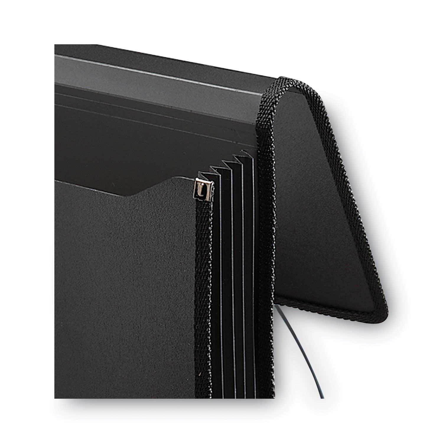 Poly Premium Wallets, 5.25" Expansion, 1 Section, Elastic Cord Closure, Letter Size, Black - 