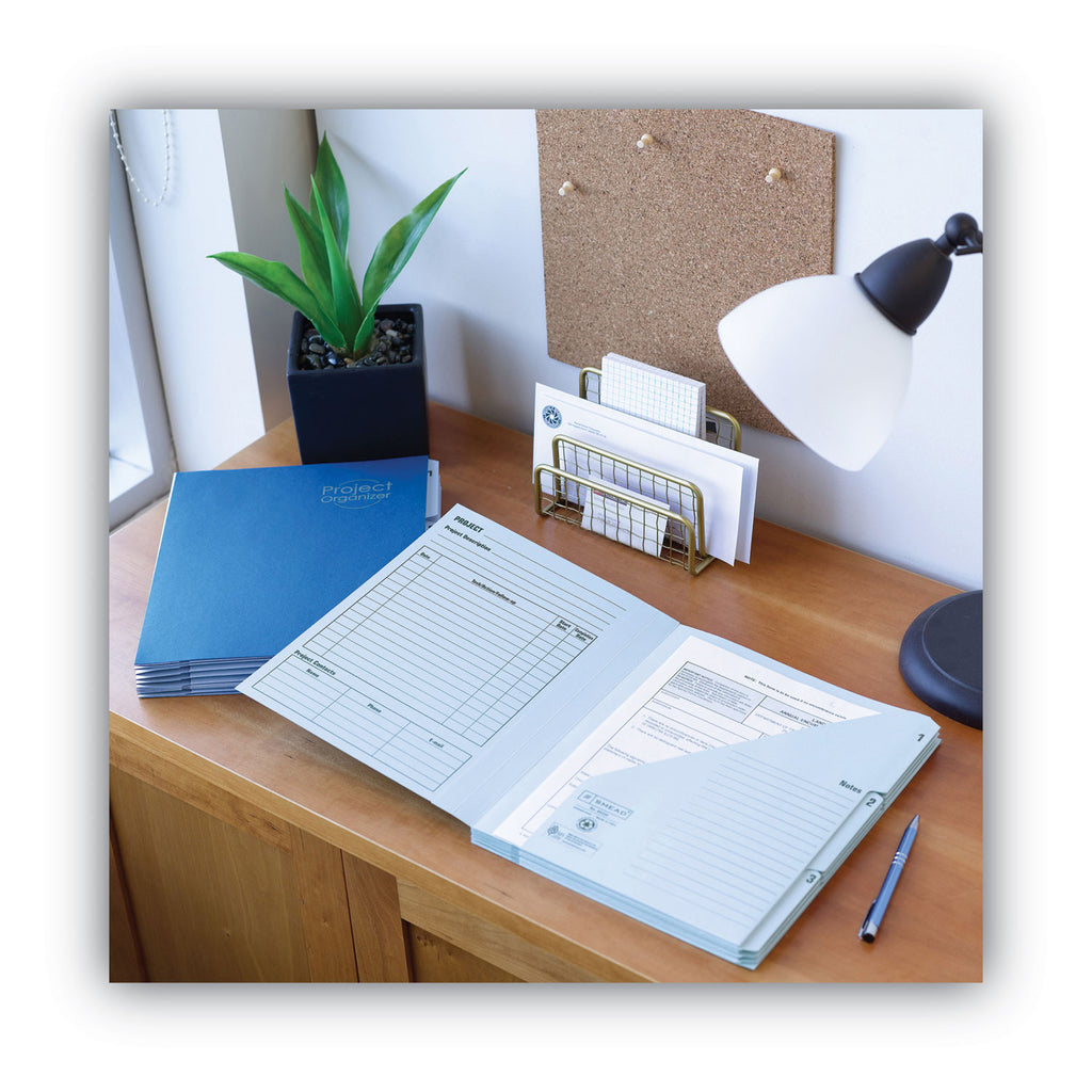 10-Pocket Project Organizer with Indexed Tabs (1-10), 10 Sections, Unpunched, 1/3-Cut Tabs, Letter Size, Lake Blue/Navy Blue - 