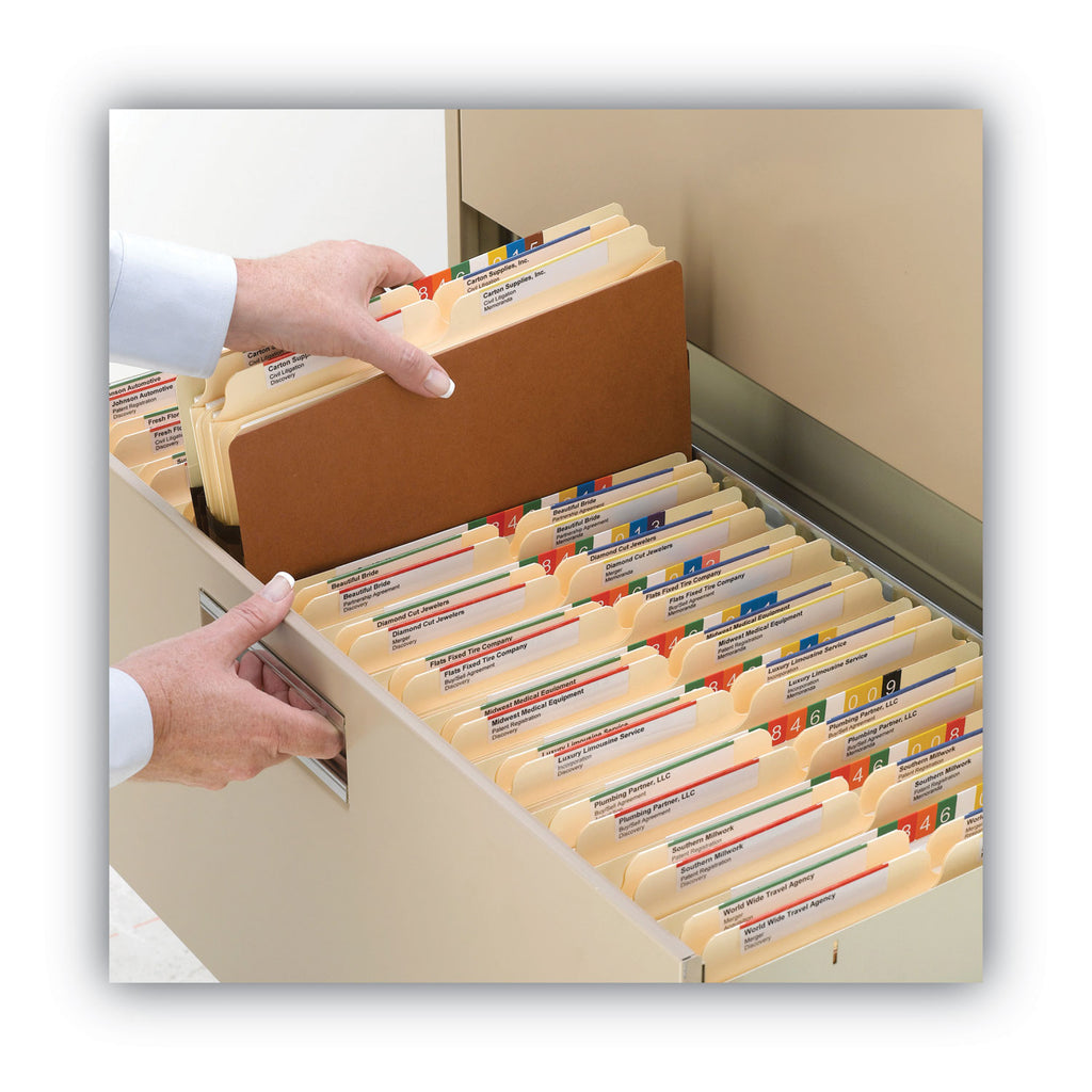 Recycled Top Tab File Pockets, 3.5" Expansion, Letter Size, Redrope, 25/Box - 