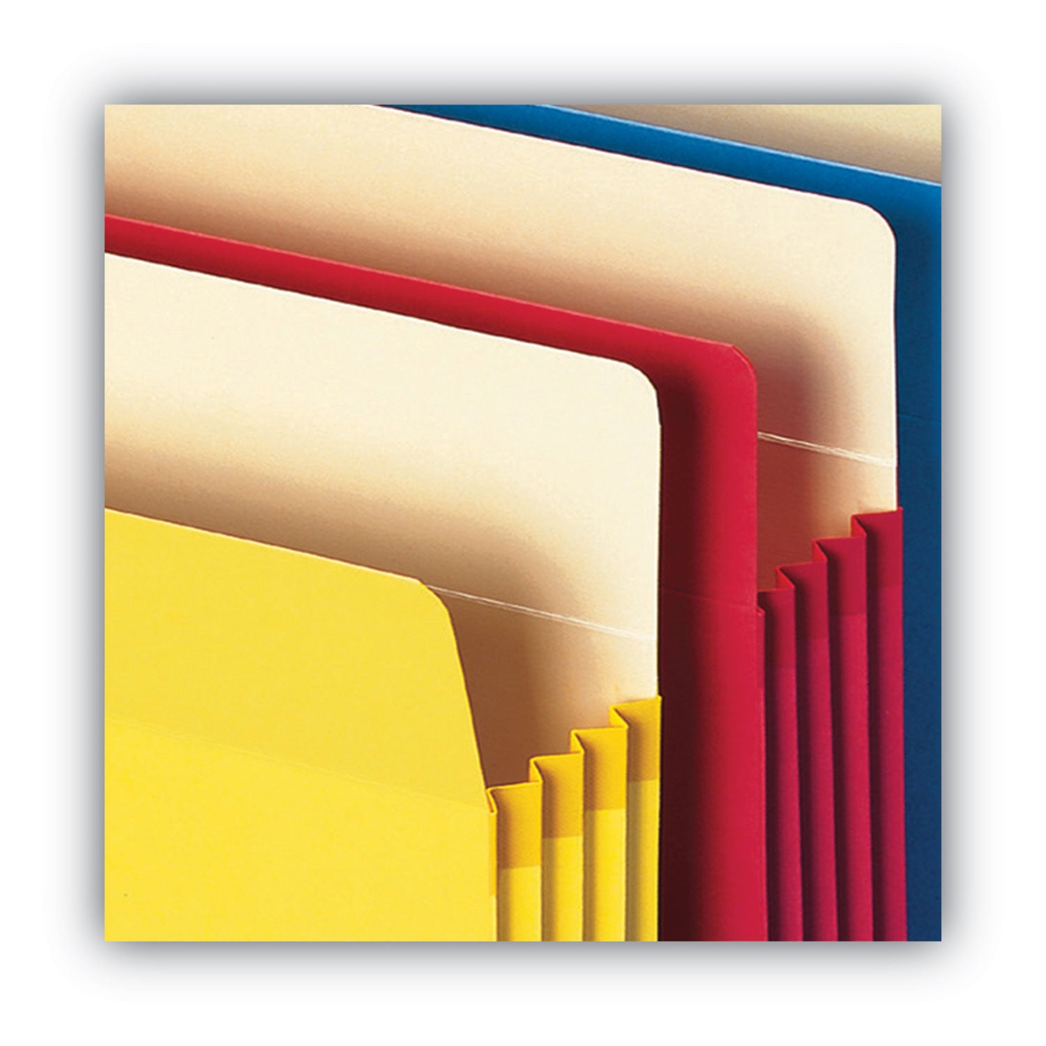 Colored File Pockets, 3.5" Expansion, Legal Size, Assorted Colors, 5/Pack - 