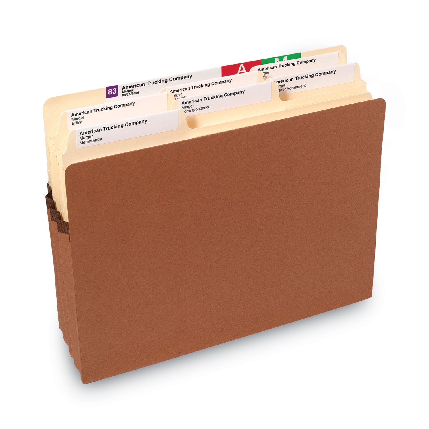 Recycled Top Tab File Pockets, 3.5" Expansion, Letter Size, Redrope, 25/Box - 