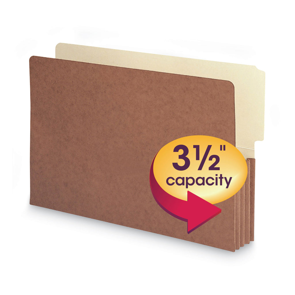 Redrope Drop-Front End Tab File Pockets, 3.5" Expansion, Legal Size, Redrope, 10/Box - 