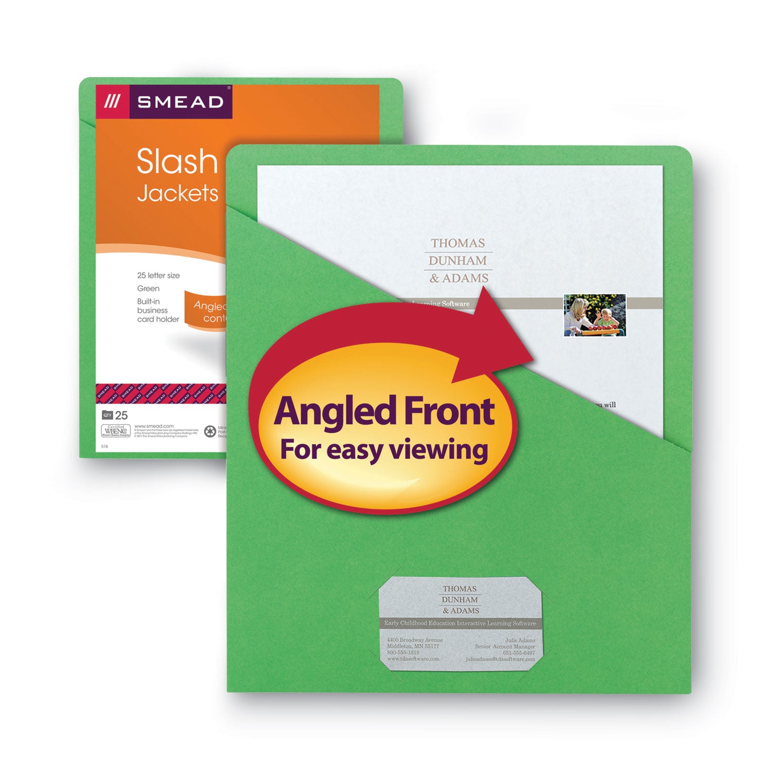 File Jackets, Letter Size, Green, 25/Pack - 