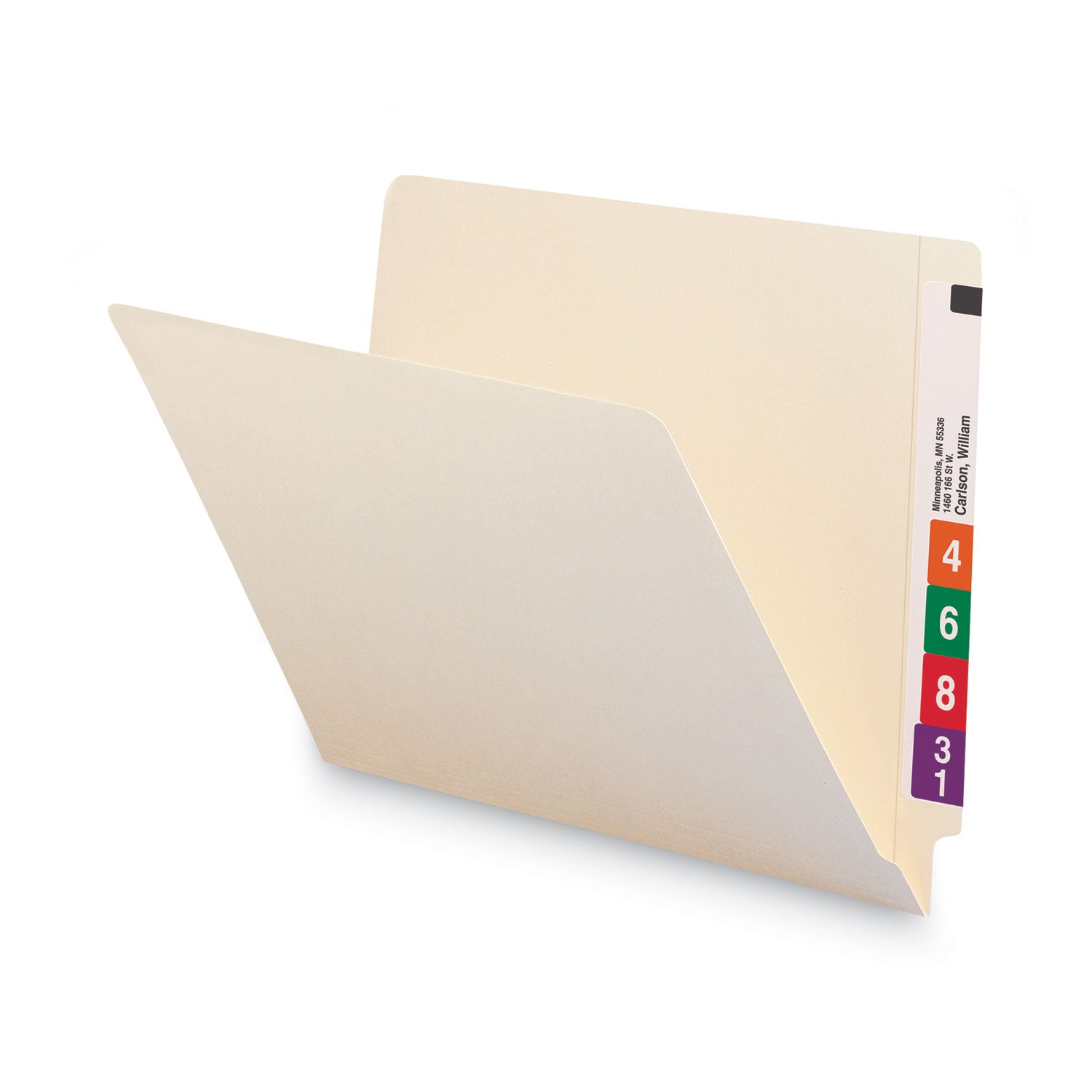 100% Recycled Manila End Tab Folders, Straight Tabs, Letter Size, 0.75" Expansion, Manila, 100/Box - 
