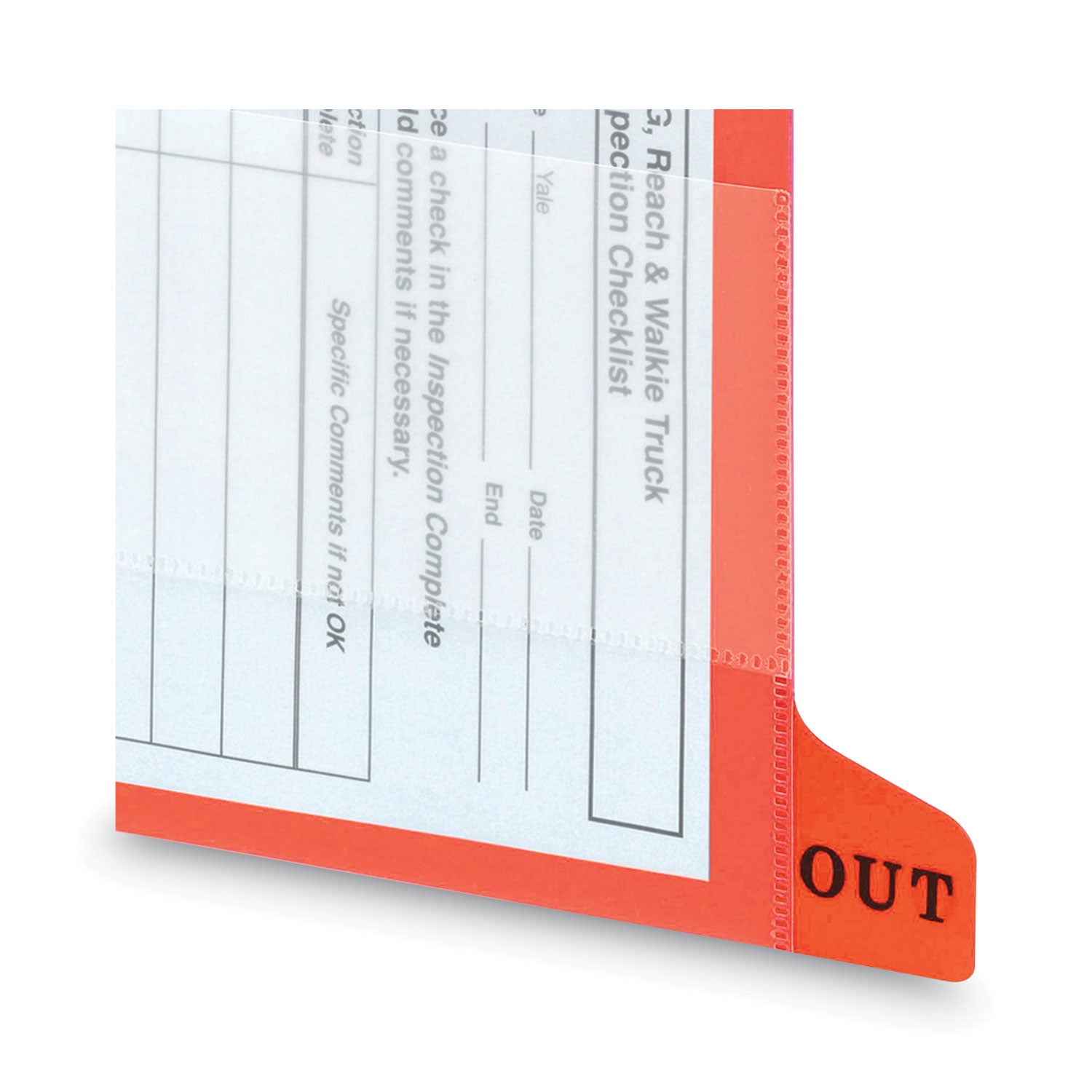Colored Poly Out Guides with Pockets, 1/3-Cut End Tab, Out, 8.5 x 11, Red, 25/Box - 