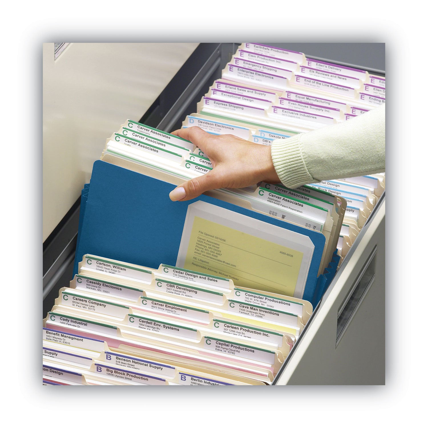 Colored File Pockets, 3.5" Expansion, Letter Size, Blue - 