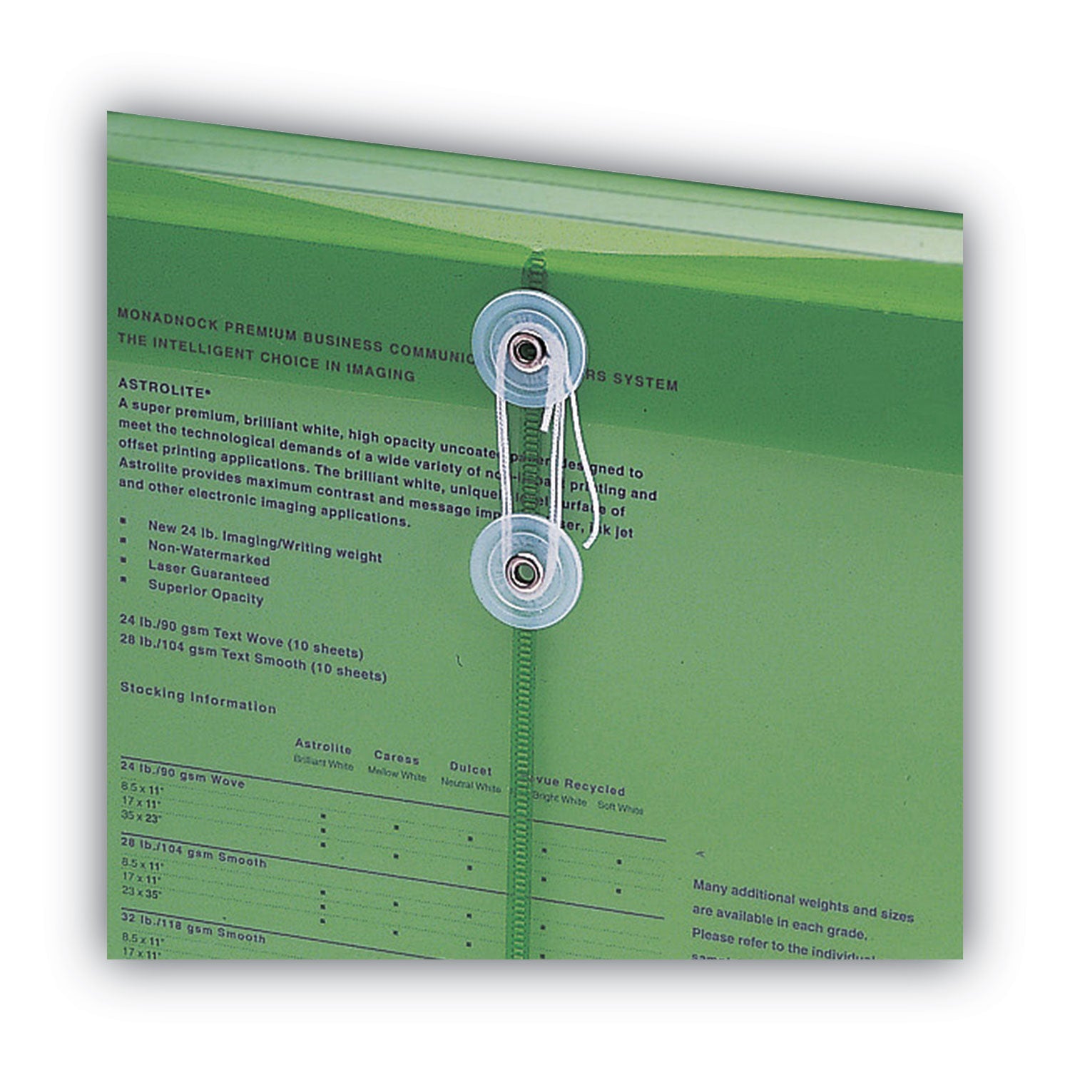 Poly String and Button Interoffice Envelopes, Open-End (Vertical), 9.75 x 11.63, Transparent Green, 5/Pack - 