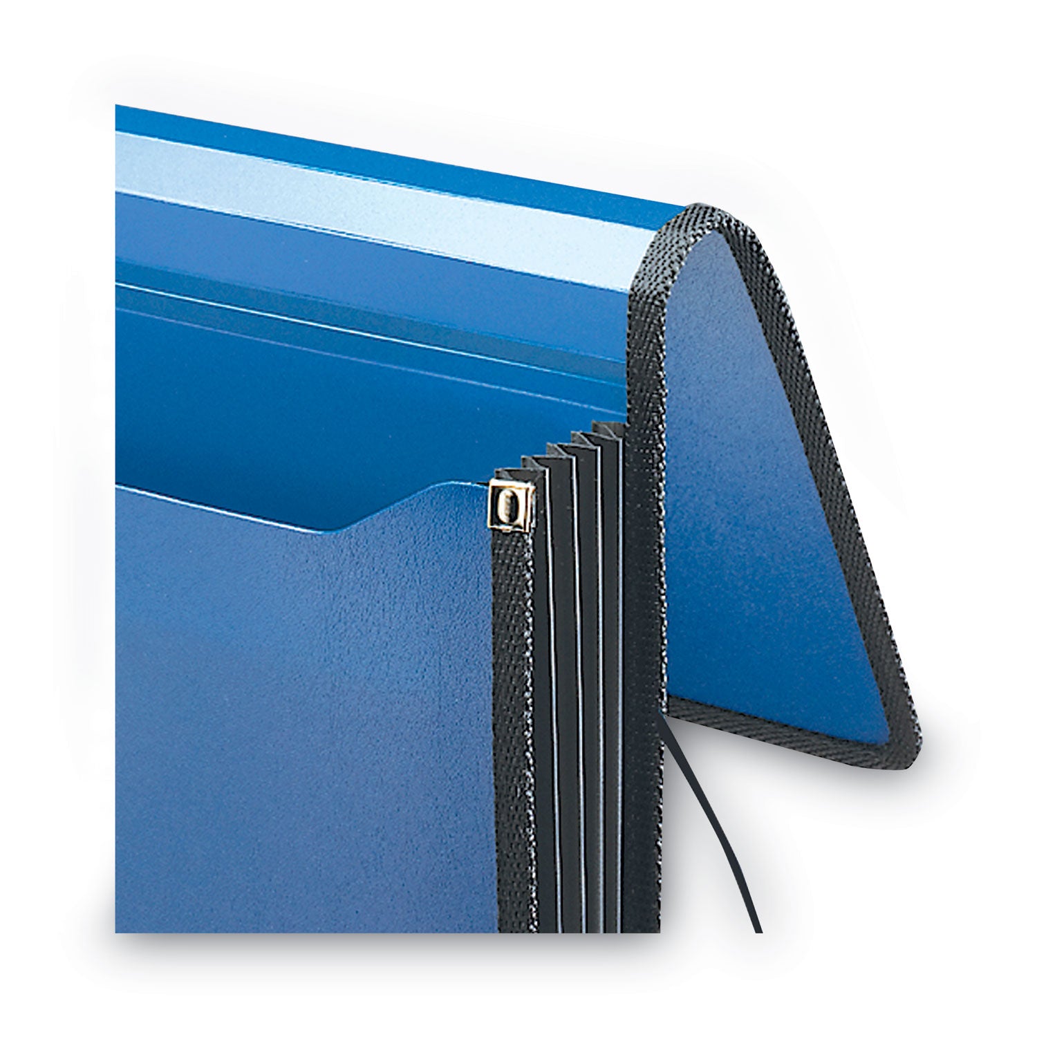 Poly Premium Wallets, 5.25" Expansion, 1 Section, Elastic Cord Closure, Letter Size, Navy Blue - 