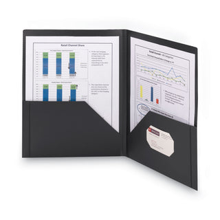 Frame View Poly Two-Pocket Folder, 100-Sheet Capacity, 11 x 8.5, Clear/Black, 5/Pack