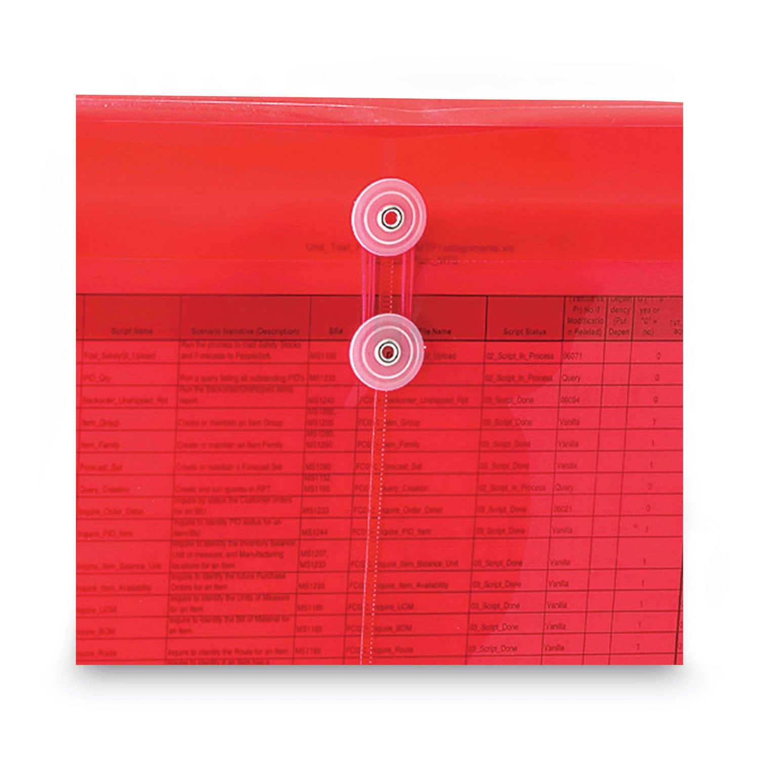 Poly String and Button Interoffice Envelopes, Open-Side (Horizontal), 9.75 x 11.63, Transparent Red, 5/Pack - 