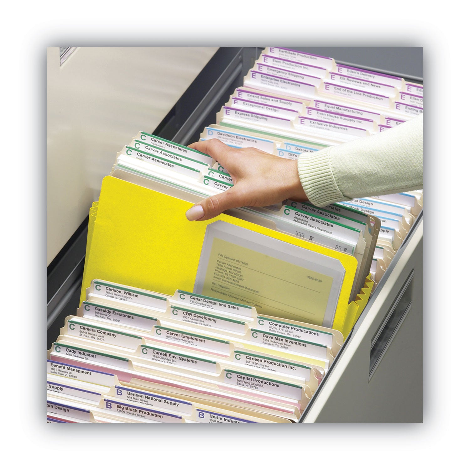 Colored File Pockets, 3.5" Expansion, Letter Size, Yellow - 