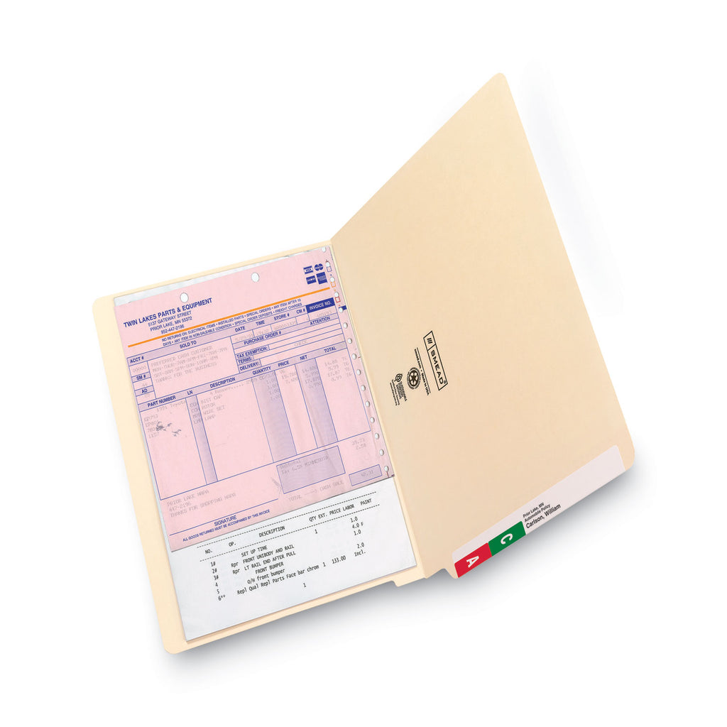 Heavyweight Manila End Tab Folders, 9.5" High Front, Straight Tabs, Legal Size, 0.75" Expansion, Manila, 100/Box - 