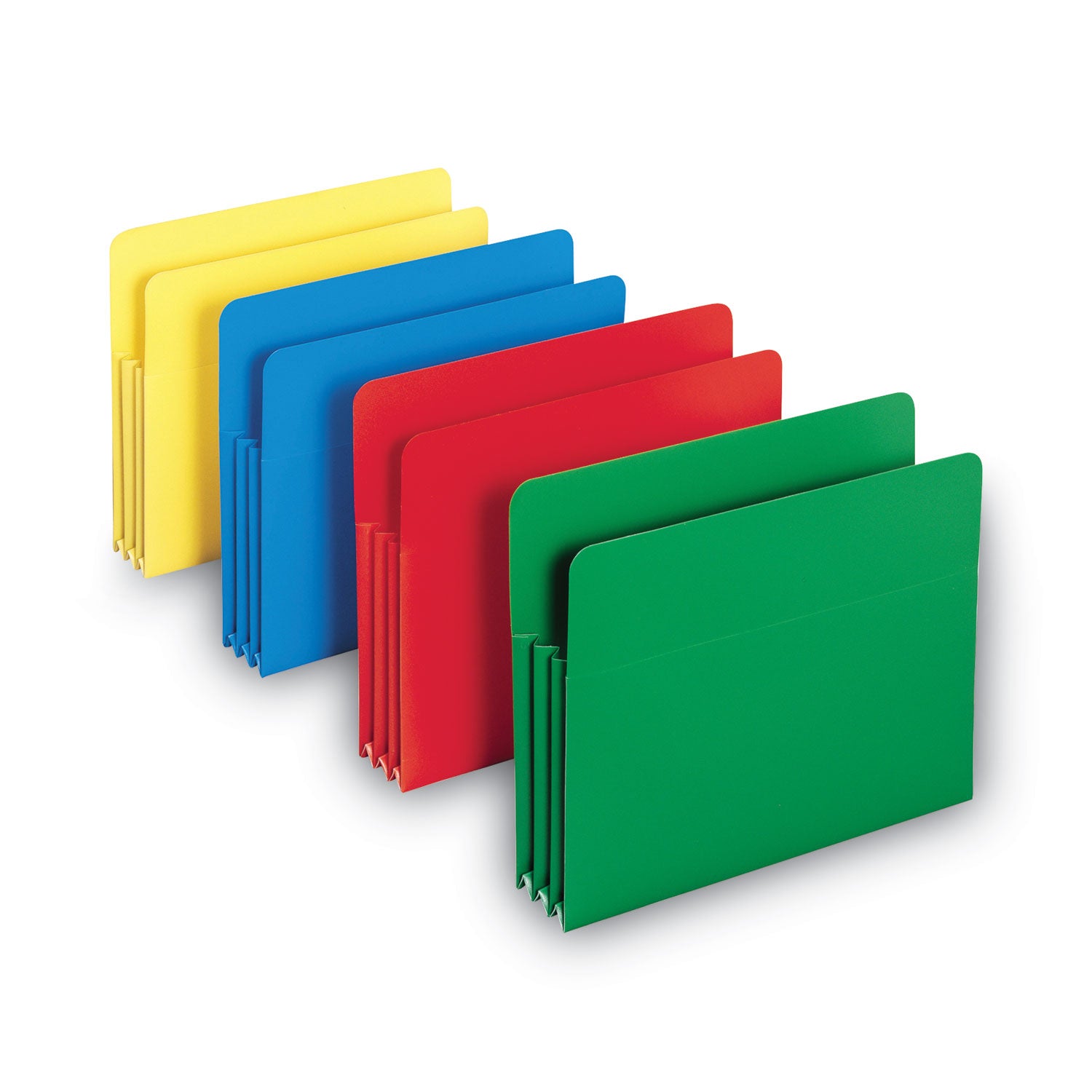 Poly Drop Front File Pockets, 3.5" Expansion, Letter Size, Assorted Colors, 4/Box - 