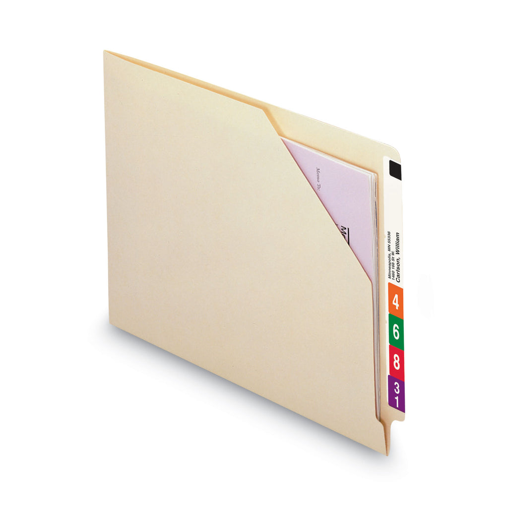 End Tab Jackets with Reinforced Tabs, Straight Tab, Letter Size, 11-pt Manila, 100/Box - 