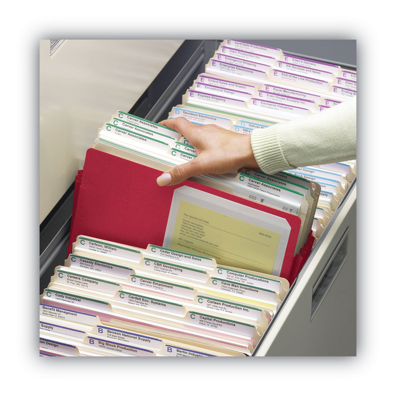 Colored File Pockets, 3.5" Expansion, Letter Size, Red - 