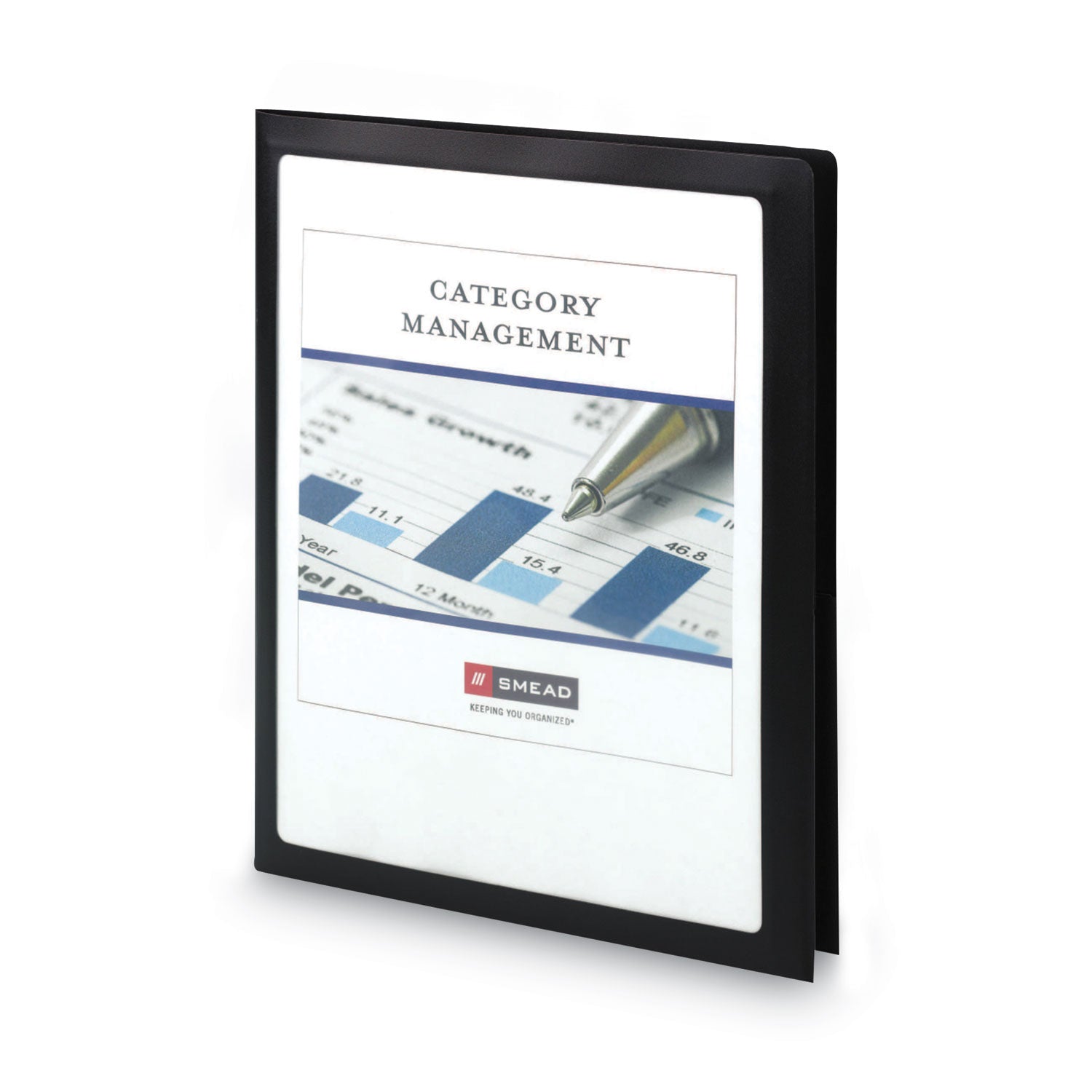 Frame View Poly Two-Pocket Folder, 100-Sheet Capacity, 11 x 8.5, Clear/Black, 5/Pack