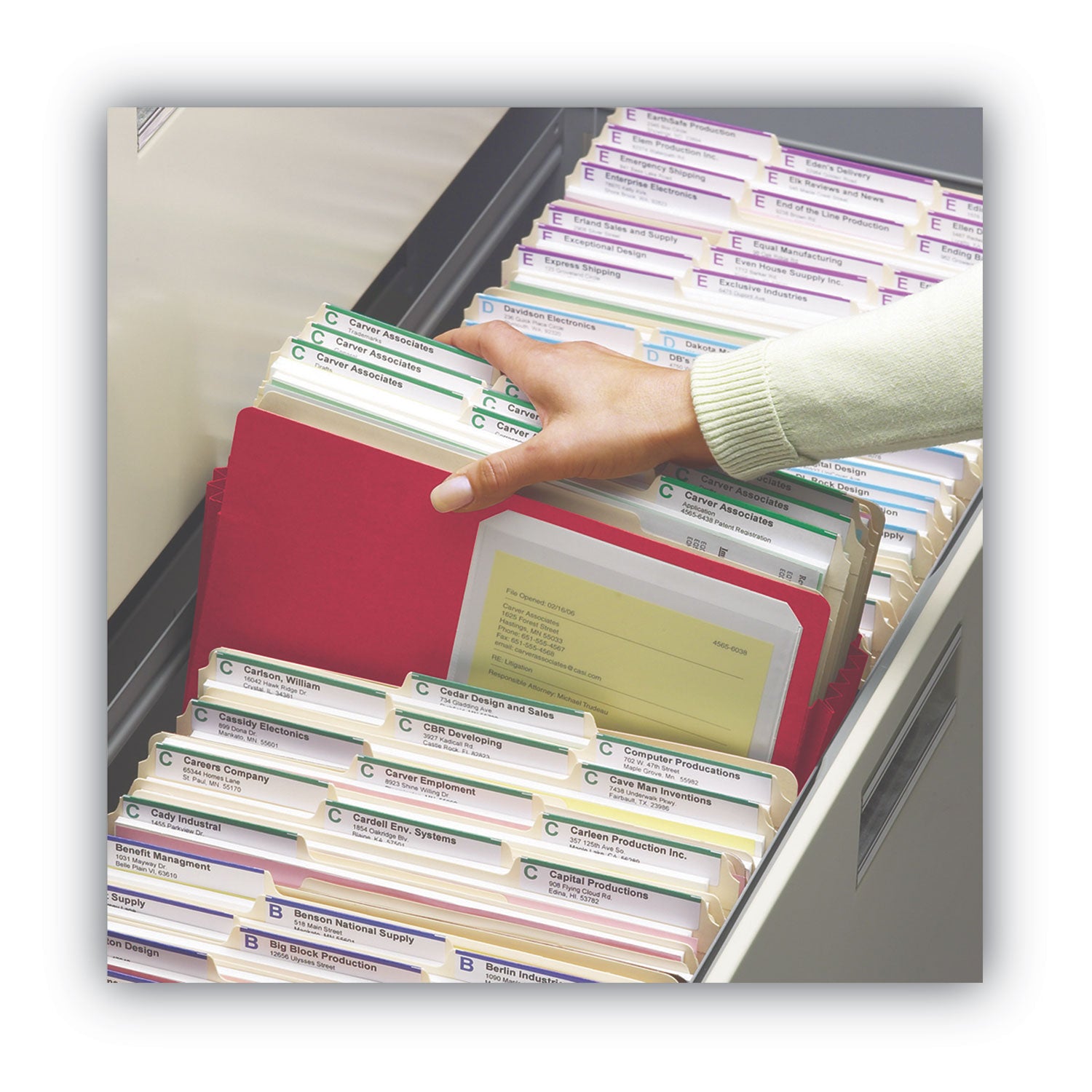 Colored File Pockets, 5.25" Expansion, Letter Size, Red - 