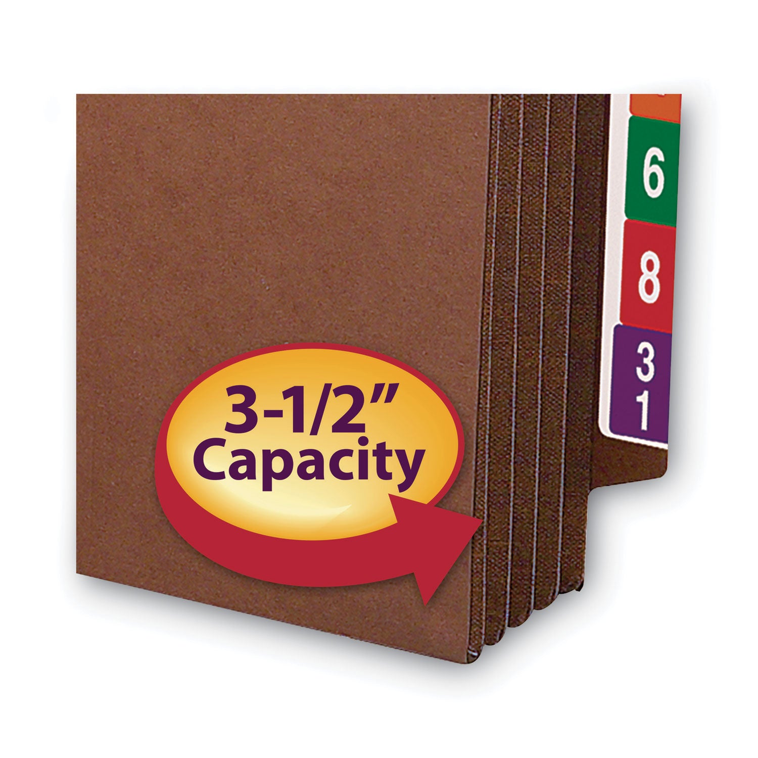 Heavy-Duty Redrope End Tab TUFF Pockets, 3.5" Expansion, Legal Size, Redrope, 10/Box - 