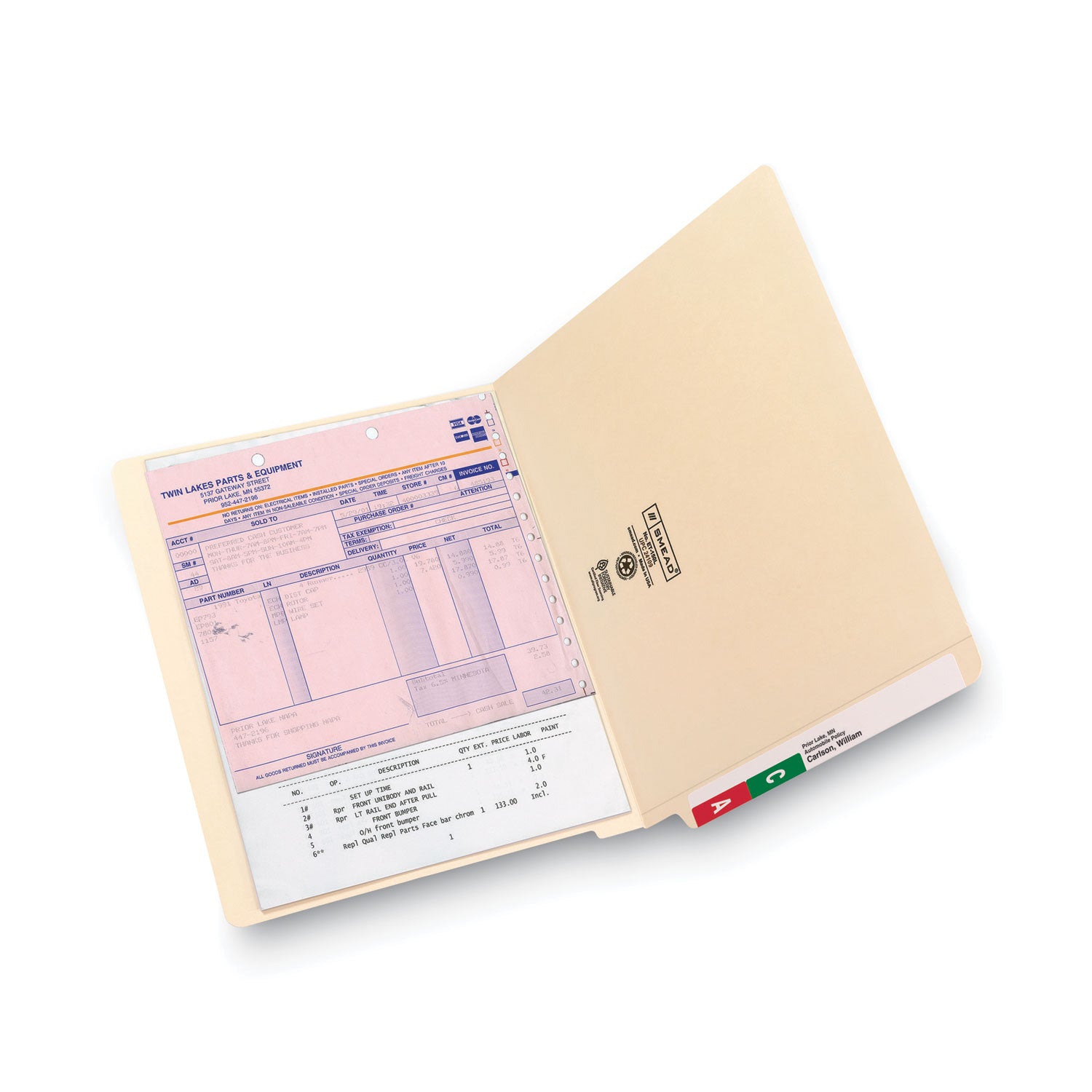 100% Recycled Manila End Tab Folders, Straight Tabs, Letter Size, 0.75" Expansion, Manila, 100/Box - 