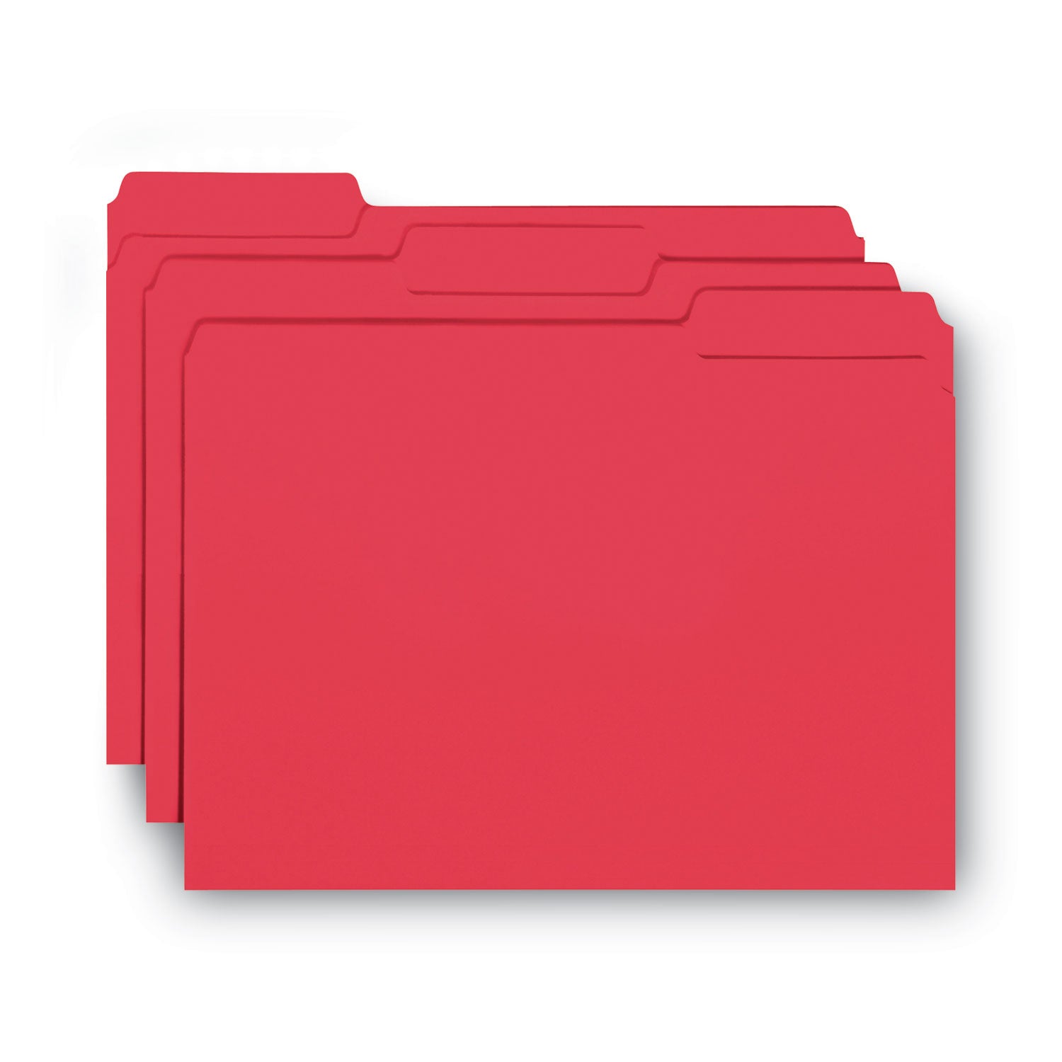 Interior File Folders, 1/3-Cut Tabs: Assorted, Letter Size, 0.75" Expansion, Red, 100/Box - 