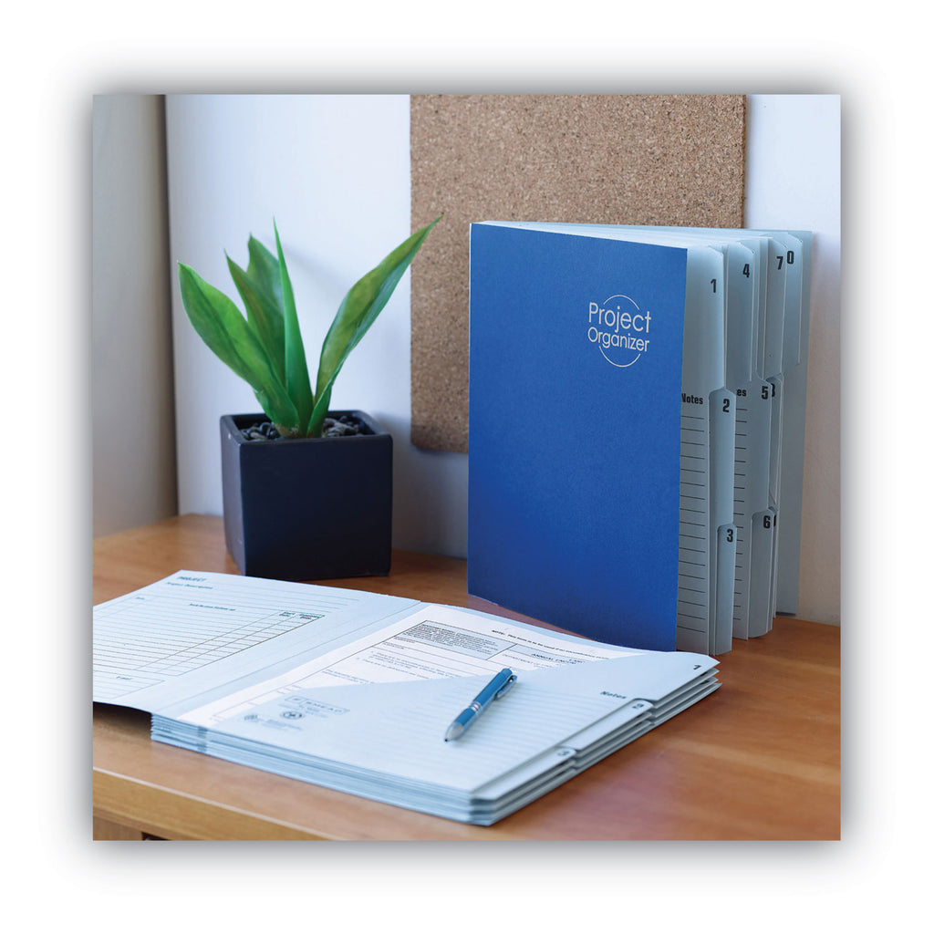 10-Pocket Project Organizer with Indexed Tabs (1-10), 10 Sections, Unpunched, 1/3-Cut Tabs, Letter Size, Lake Blue/Navy Blue - 