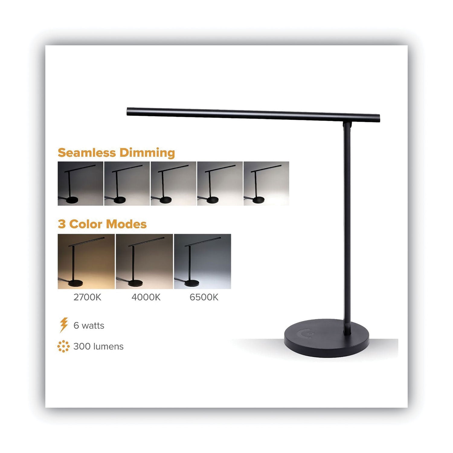 Folding LED Desk and Table Lamp, Black