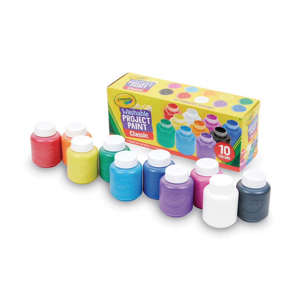 Crayola Washable Kids' Paint Set - 2 fl oz - 10 / Set - Blue, White, Violet, Brown, Green, Turquoise, Red, Yellow, Orange, Magenta