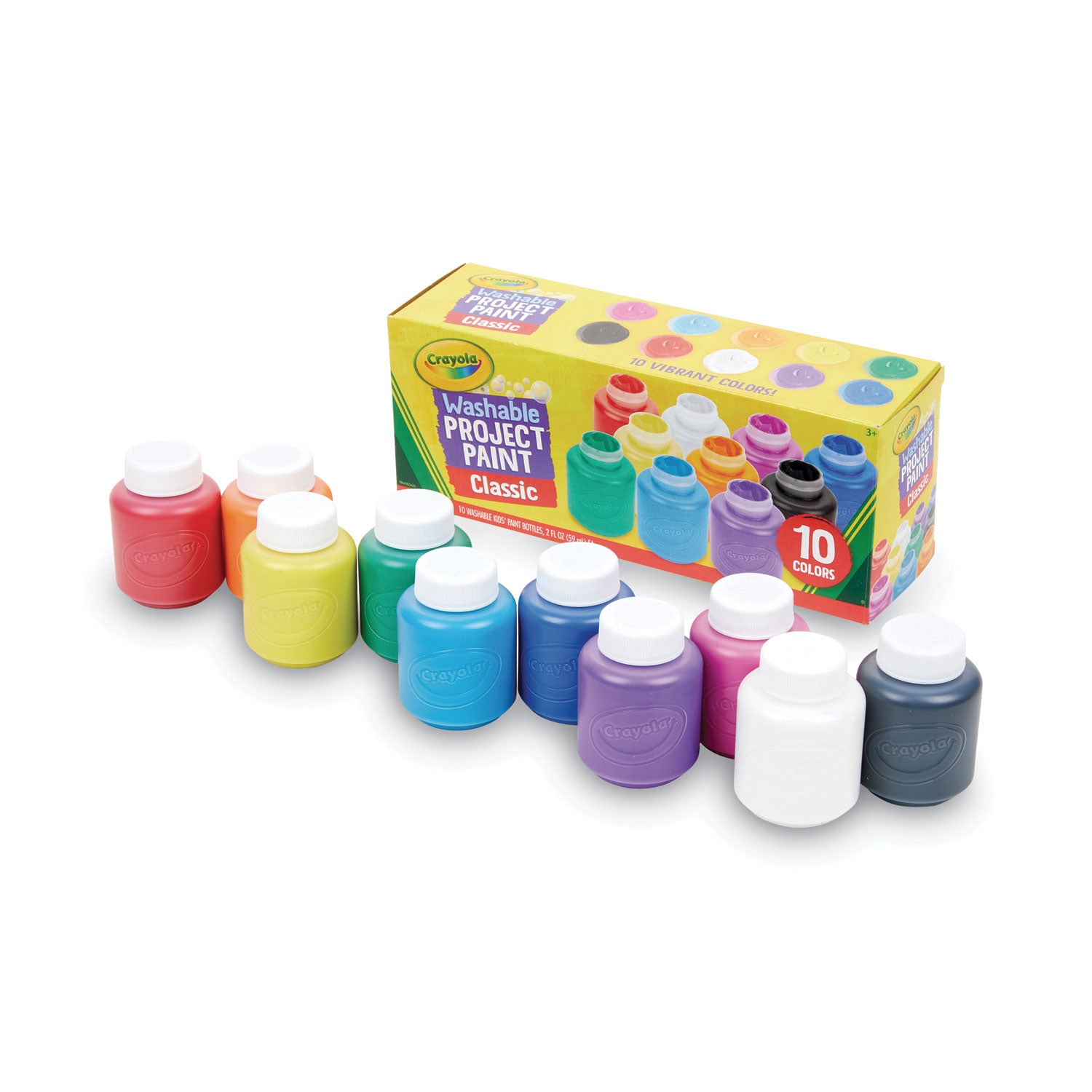 Crayola Washable Kids' Paint Set - 2 fl oz - 10 / Set - Blue, White, Violet, Brown, Green, Turquoise, Red, Yellow, Orange, Magenta