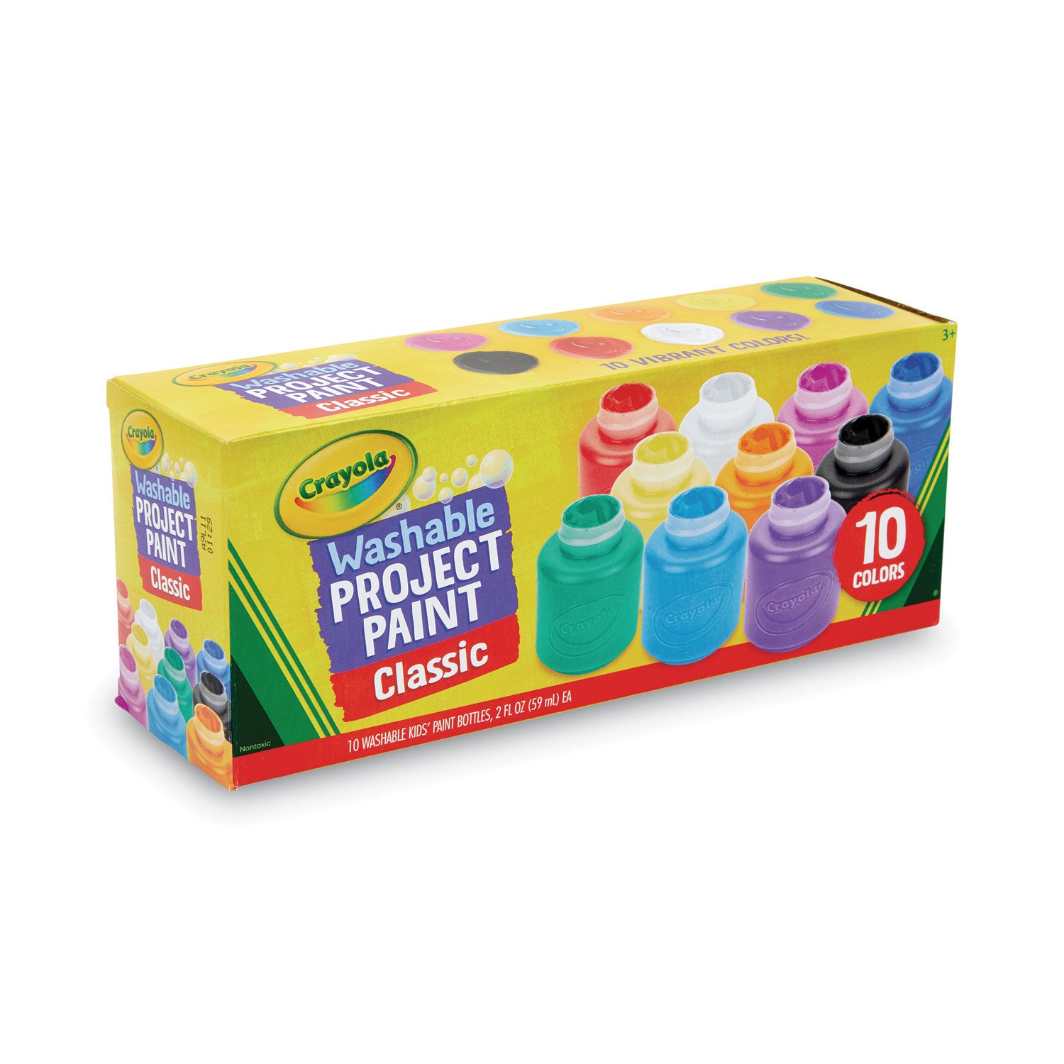 Crayola Washable Kids' Paint Set - 2 fl oz - 10 / Set - Blue, White, Violet, Brown, Green, Turquoise, Red, Yellow, Orange, Magenta