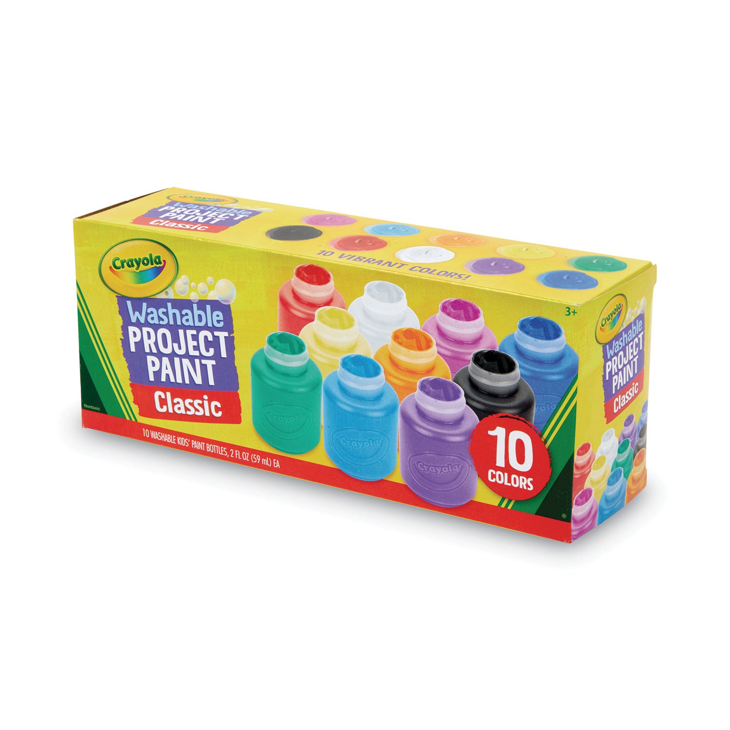 Crayola Washable Kids' Paint Set - 2 fl oz - 10 / Set - Blue, White, Violet, Brown, Green, Turquoise, Red, Yellow, Orange, Magenta