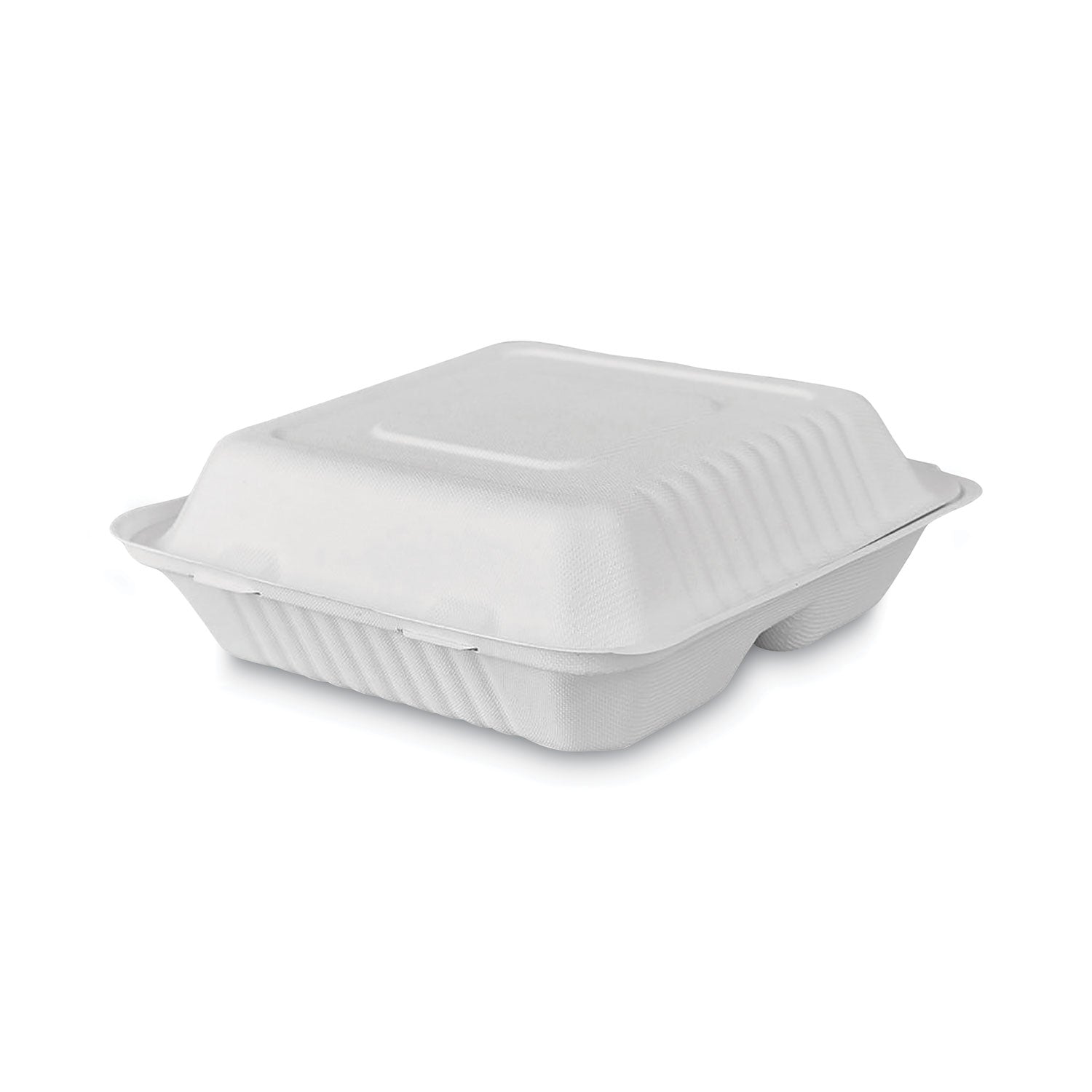 tree-free-farm-to-paper-agricultural-waste-clamshell-container-3-compartment-8-x-8-x-3-white-sugarcane-50-pack-6-packs-ct_dfdpme01010 - 1