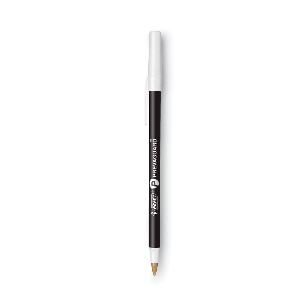 PrevaGuard Round Stic Pen, Stick, Medium 1 mm, Black Ink, Black Barrel, Dozen
