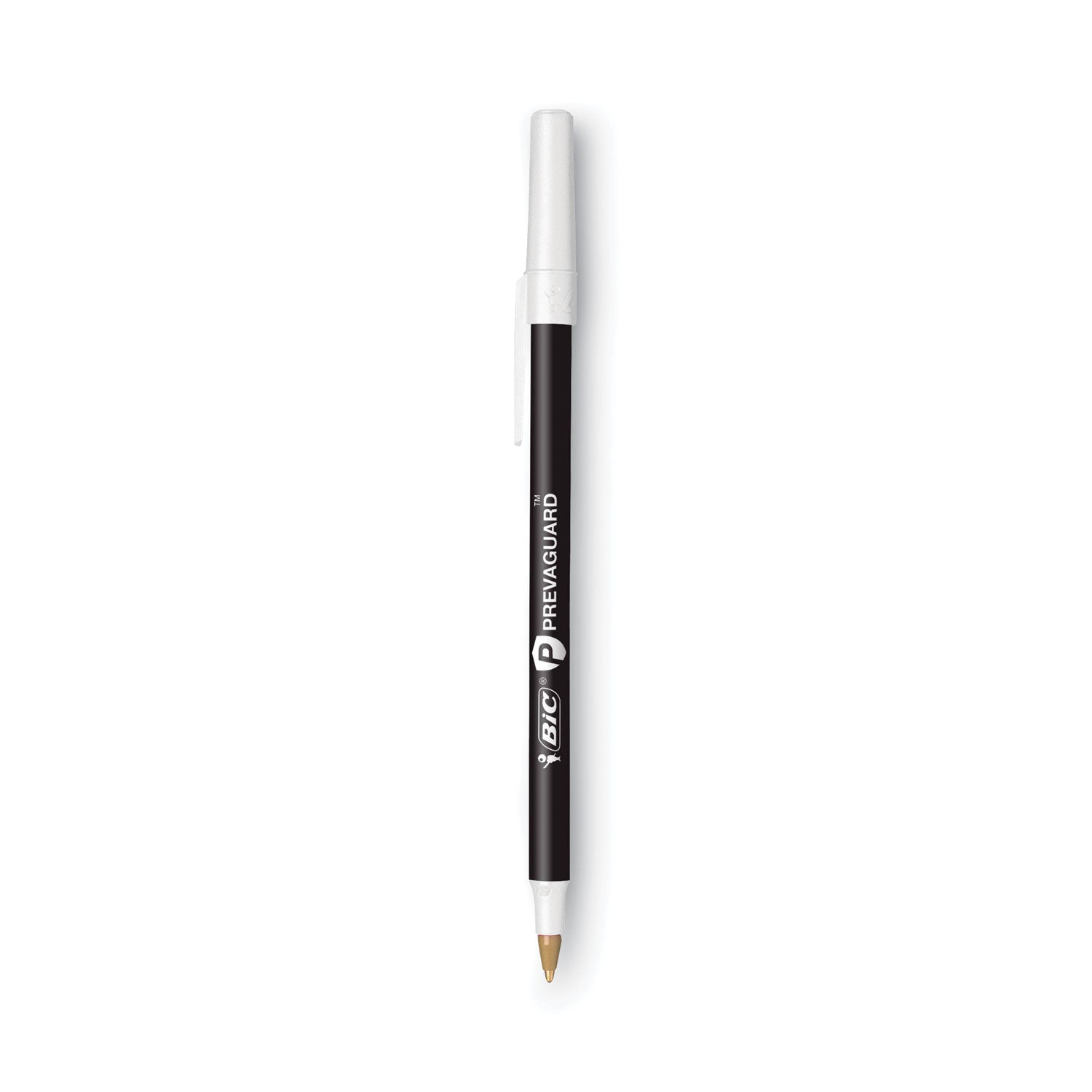 PrevaGuard Round Stic Pen, Stick, Medium 1 mm, Black Ink, Black Barrel, Dozen
